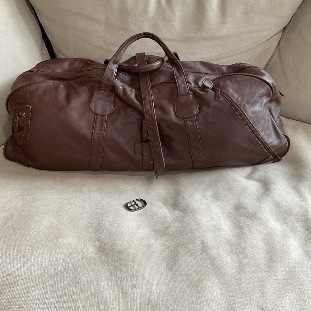 Vintage Brown Leather Duffle Bag Carry All Bag Soft Classic *READ*
